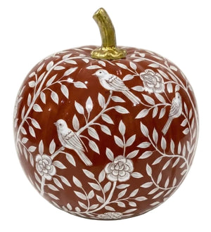 Rusty Red Bird & Vine Silhouette Pumpkin