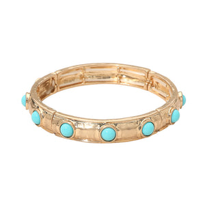 Turquoise & Gold Hammered Bracelet