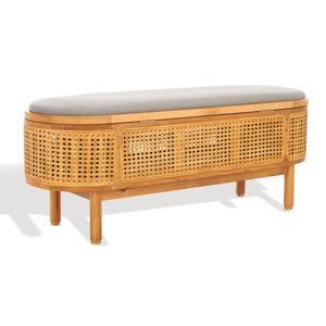 Dolly Cane And Wood Storage Bench | Safavieh Couture – SFV4205