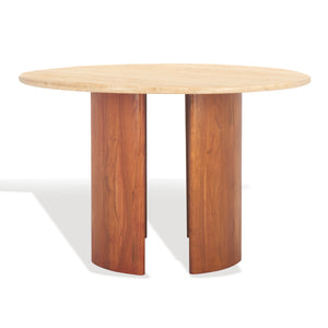 Trinsly Travertine Top Dining Table | Safavieh Couture – SFV5752
