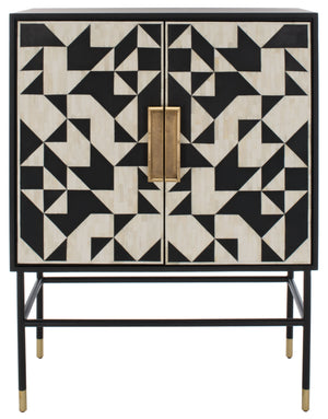 Kimori 3 Shelf Bar Cabinet - Black / White | Safavieh - SFV6611A
