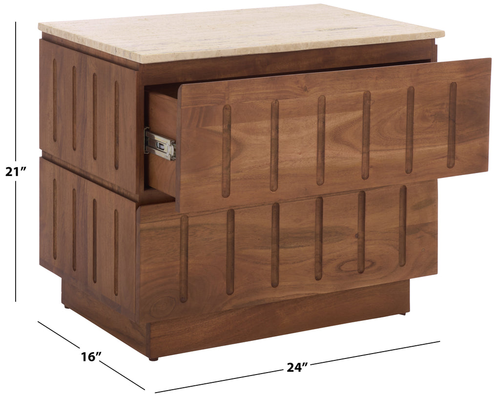 Kaylissa Travertine Nightstand | Safavieh Couture - SFV9757