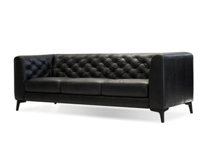 DALTON Sofa Vintage Black Leather Black Powder Coated Legs | Mobital - SOF-DALT-BLVI-PCBLA