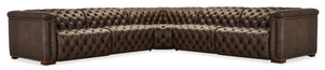 Savion Deux 5 Seat Sectional with Three Power Recliners and Six Power Headrests - Brown | Hooker Furniture - SS435-5PC3-089