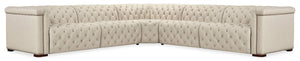 Savion Deux 5 Seat Sectional with Three Power Recliners and Six Power Headrests - Beige | Hooker Furniture - SS435-5PC3-414