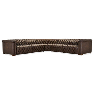 Savion Deux 5 Seat Sectional with Four Power Recliners and Six Power Headrests - Brown | Hooker Furniture - SS435-5PC4-089