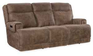 Wheeler Sofa with Power Recline & Power Headrest - Brown | Hooker Furniture - SS762-PHZ3-085