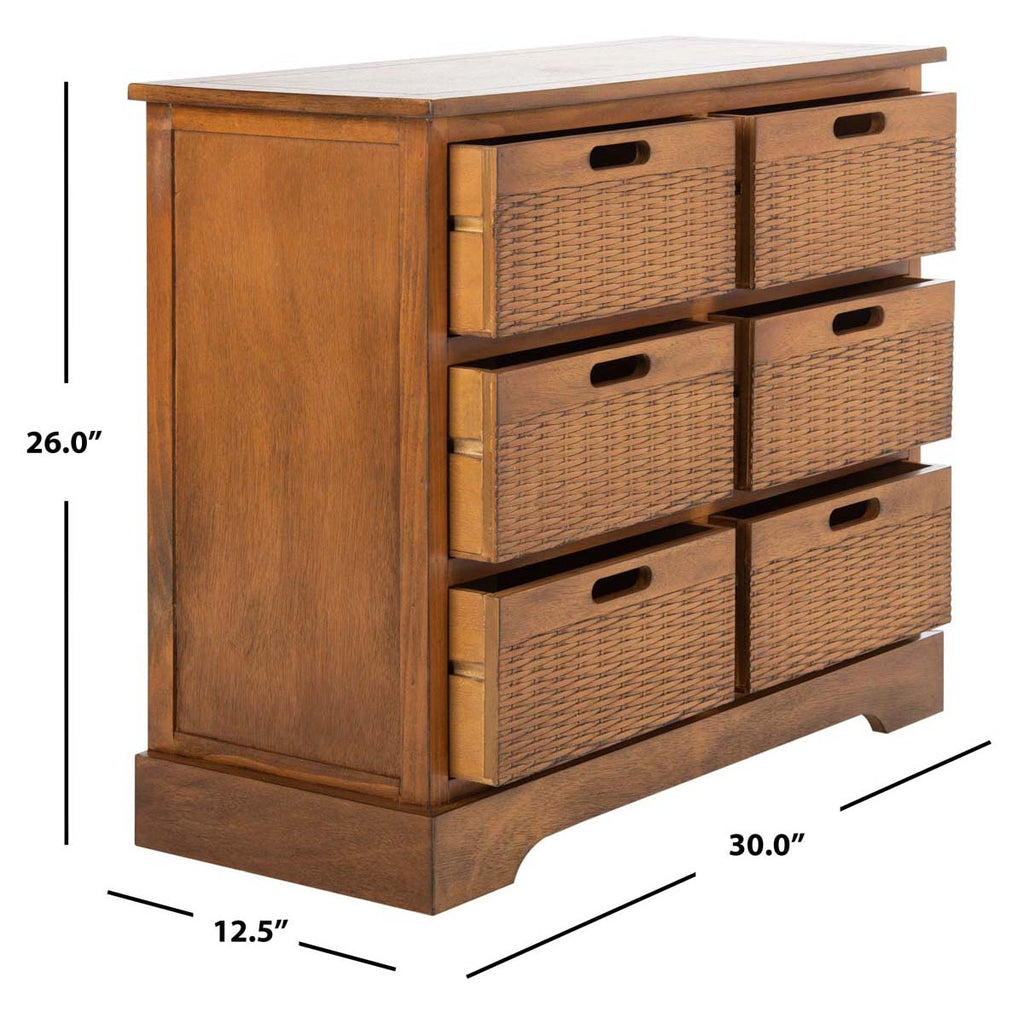 Safavieh Landers 6 Drawer Storage Unit - Honey