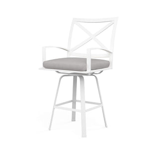 Bristol Swivel Barstool - Sunbrella Grade A Farbic w/ Self Welt - White Finish | Sunset West - SW501-7B