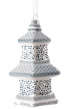 White with Blue Pagoda Gift Topper