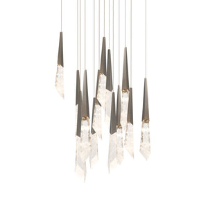 Solitude 13 Multi-Light Pendant (Square Canopy) in Antique Nickel with Optic Haze Quartz | Schonbek - BPD31413S-AN