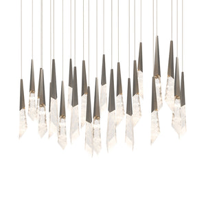 Solitude 23 Multi-Light Pendant (Linear Canopy) in Antique Nickel with Optic Haze Quartz | Schonbek - BPD31423L-AN