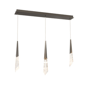 Solitude 3 Multi-Light Pendant (Linear Canopy) in Antique Nickel with Optic Haze Quartz | Schonbek - BPD31403L-AN