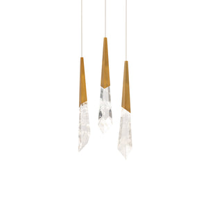 Solitude 3 Multi-Light Pendant (Round Canopy) in Antique Nickel with Optic Haze Quartz | Schonbek - BPD31403-AN