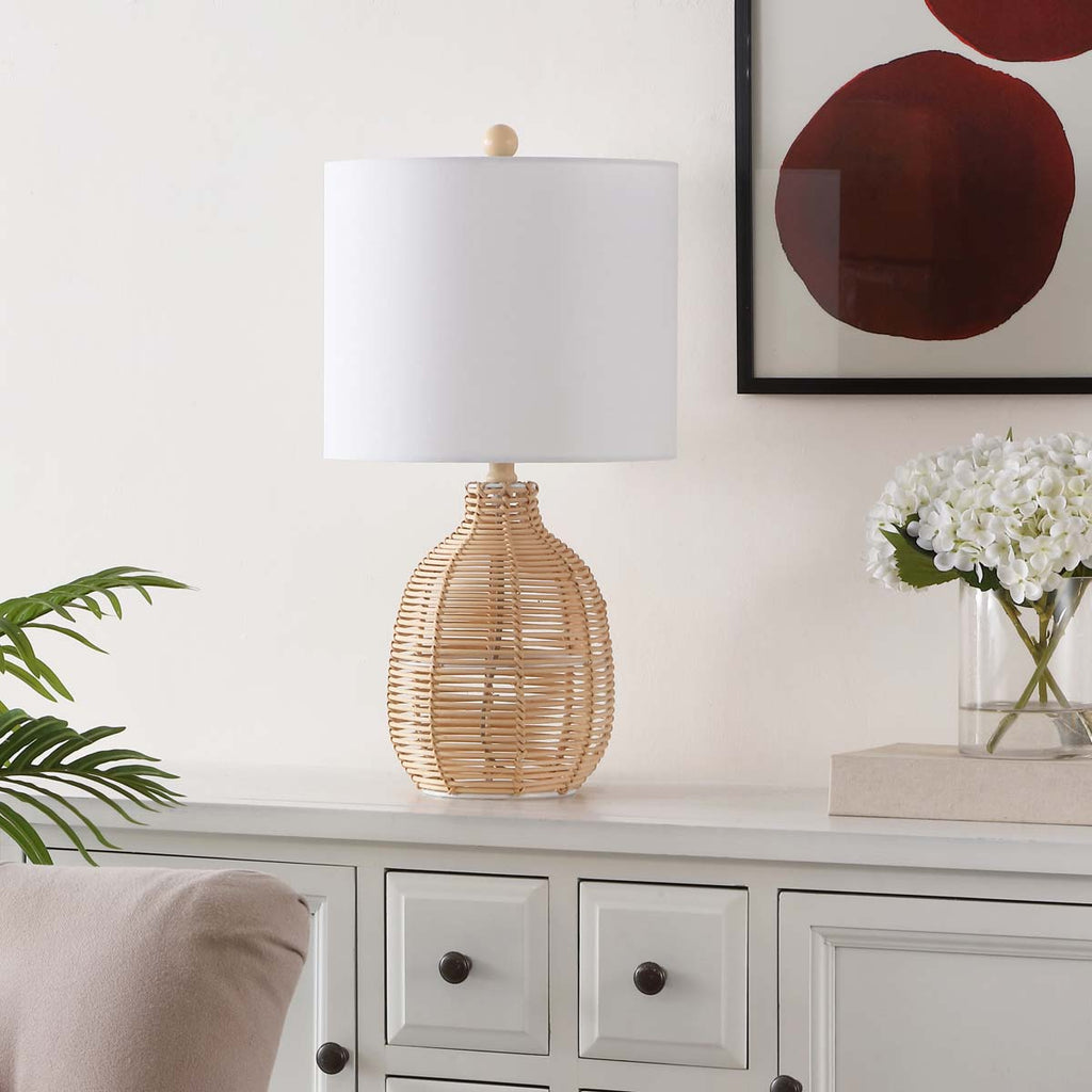 Oroya Rattan Table Lamp | Safavieh - TBL4473 - Light Natural
