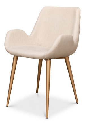 Thao Chair, Gold Legs, Flax Linen | Sarreid - U232-ASF01