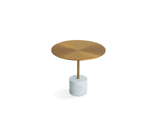 CIRCULO Low End Table White Marble,Brass Powder Coated Steel Low | Mobital - WEN-CIRC-WHIT-LOW9