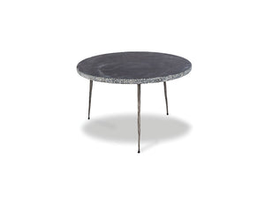 KAII Low End Table Black Marble Hammered Edge/Black Iron Legs | Mobital - WEN-KAII-BLAC-LOW