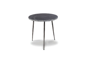 KAII Medium End Table Black Marble Hammered Edge/Black Iron Legs | Mobital - WEN-KAII-BLAC-MEDIU