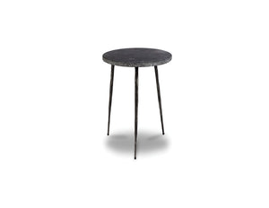 KAII Tall End Table Black Marble Hammered Edge/Black Iron Legs | Mobital - WEN-KAII-BLAC-TALL
