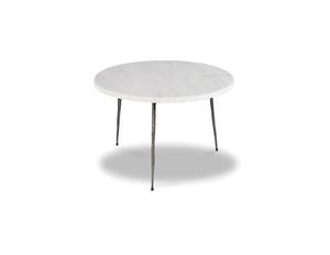 KAII Low End Table White Marble Hammered Edge/Black Iron Legs | Mobital - WEN-KAII-WHIT-LOW