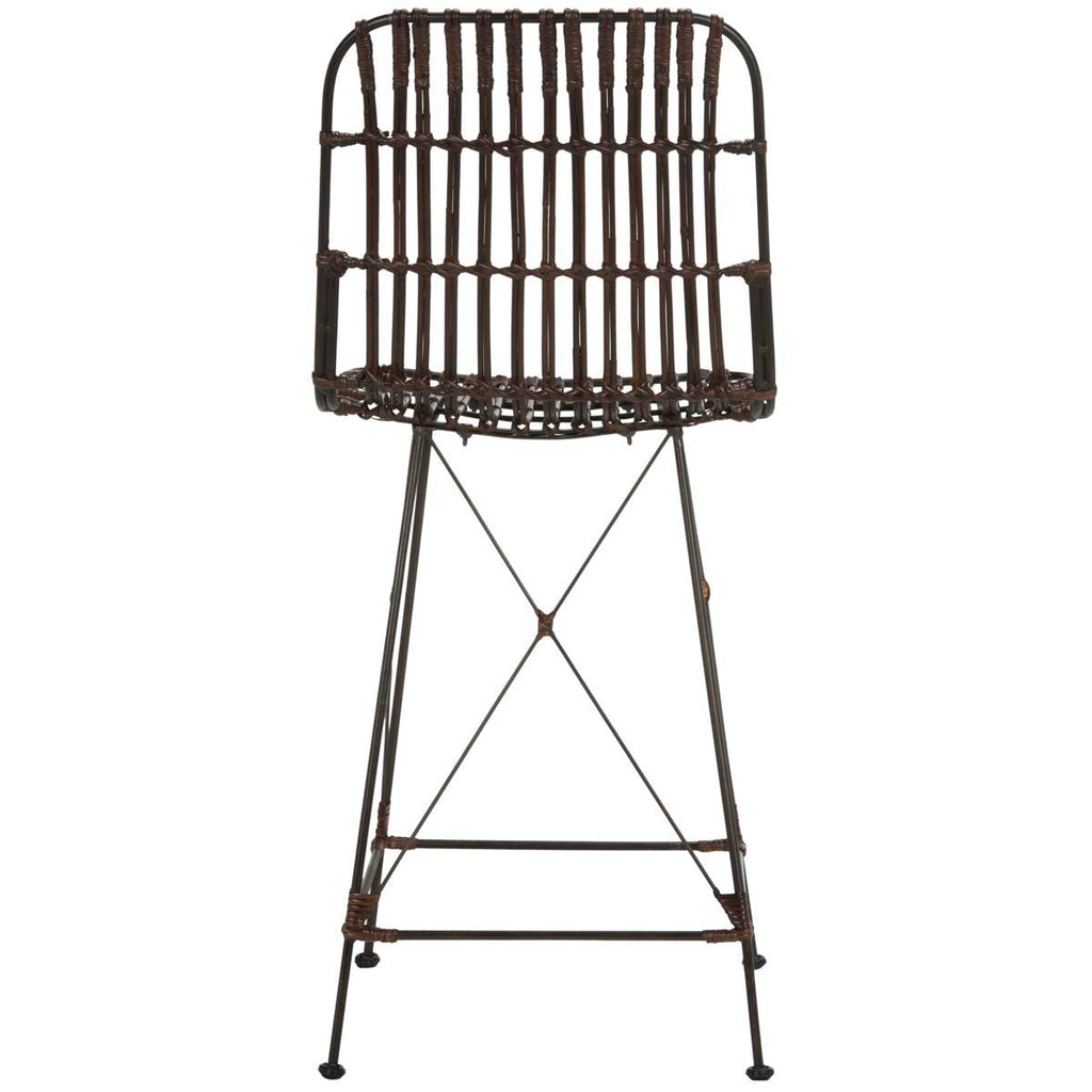 Safavieh Minerva Wicker Counter Stool - Brown /Black (Set Of 2)