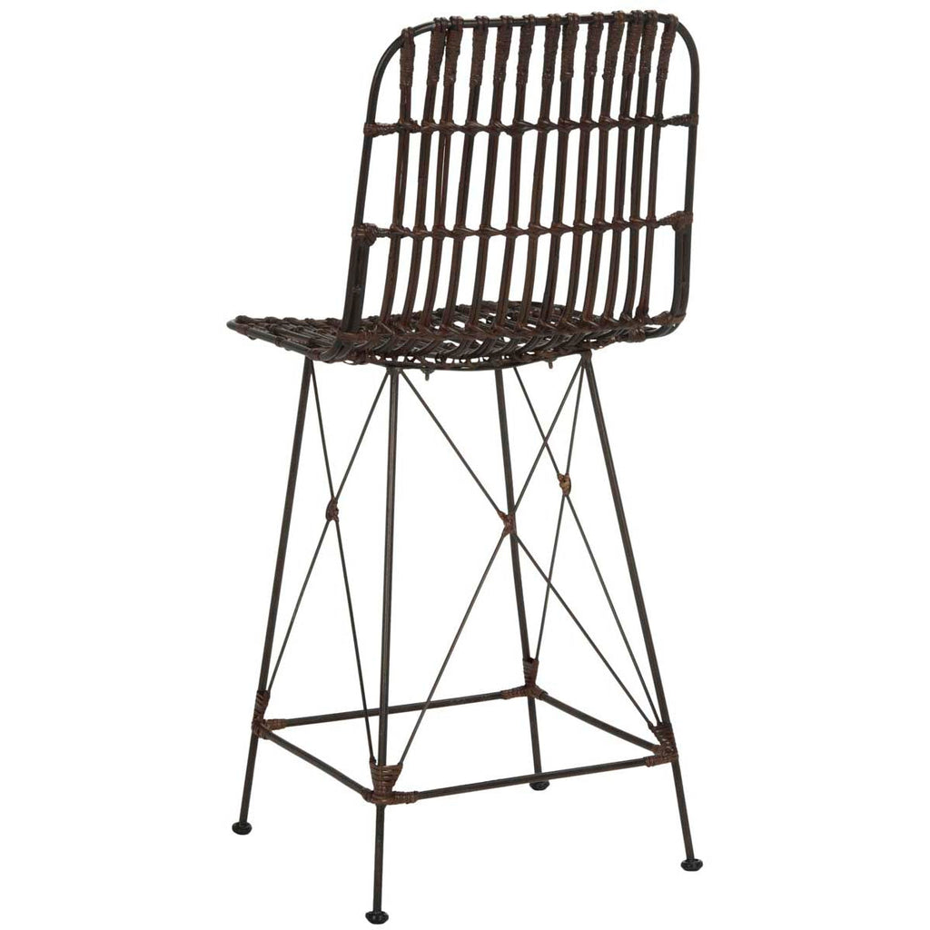 Safavieh Minerva Wicker Counter Stool - Brown /Black (Set Of 2)