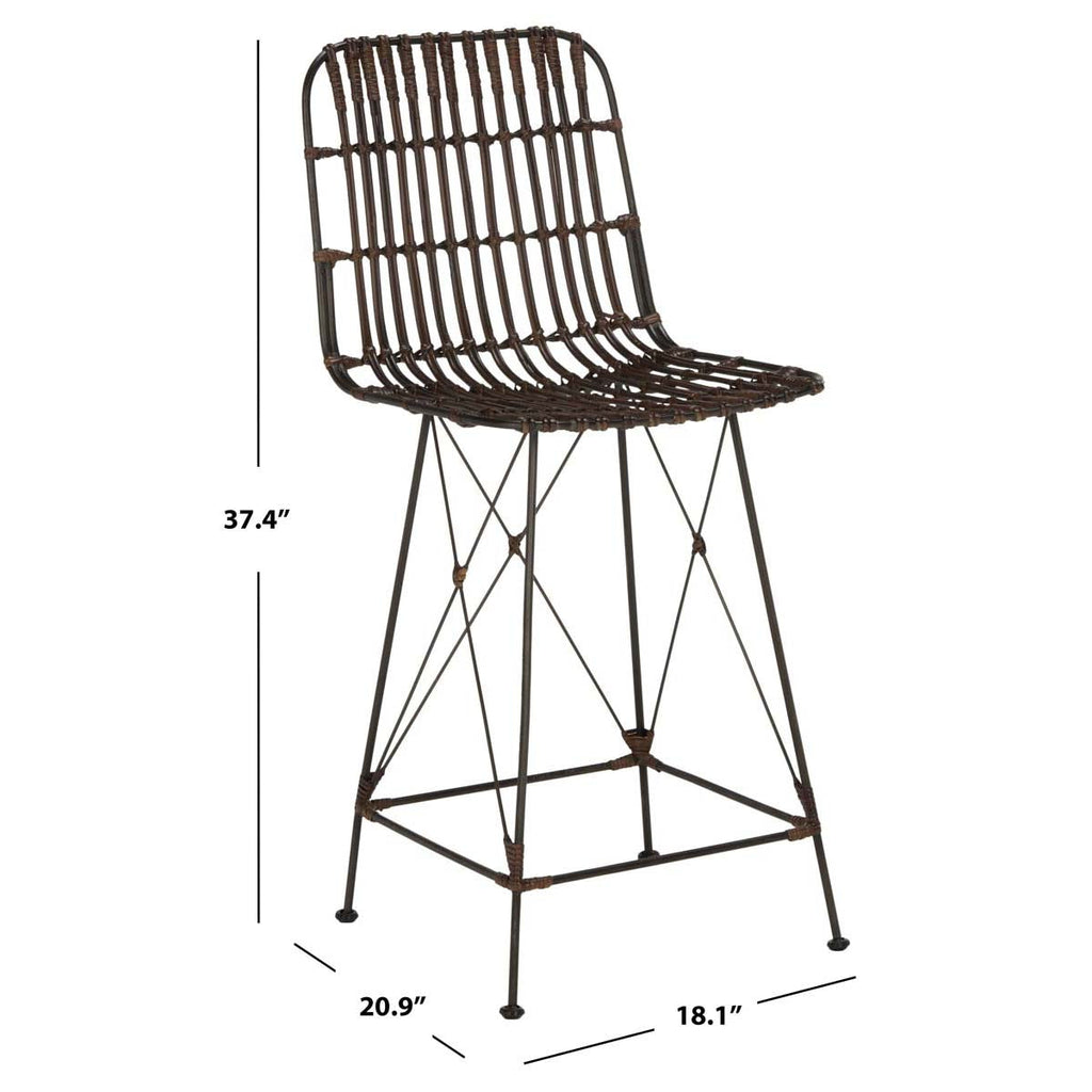 Safavieh Minerva Wicker Counter Stool - Brown /Black (Set Of 2)