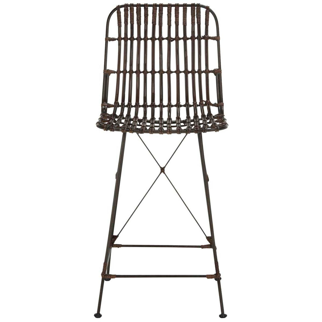 Safavieh Minerva Wicker Counter Stool - Brown /Black (Set Of 2)
