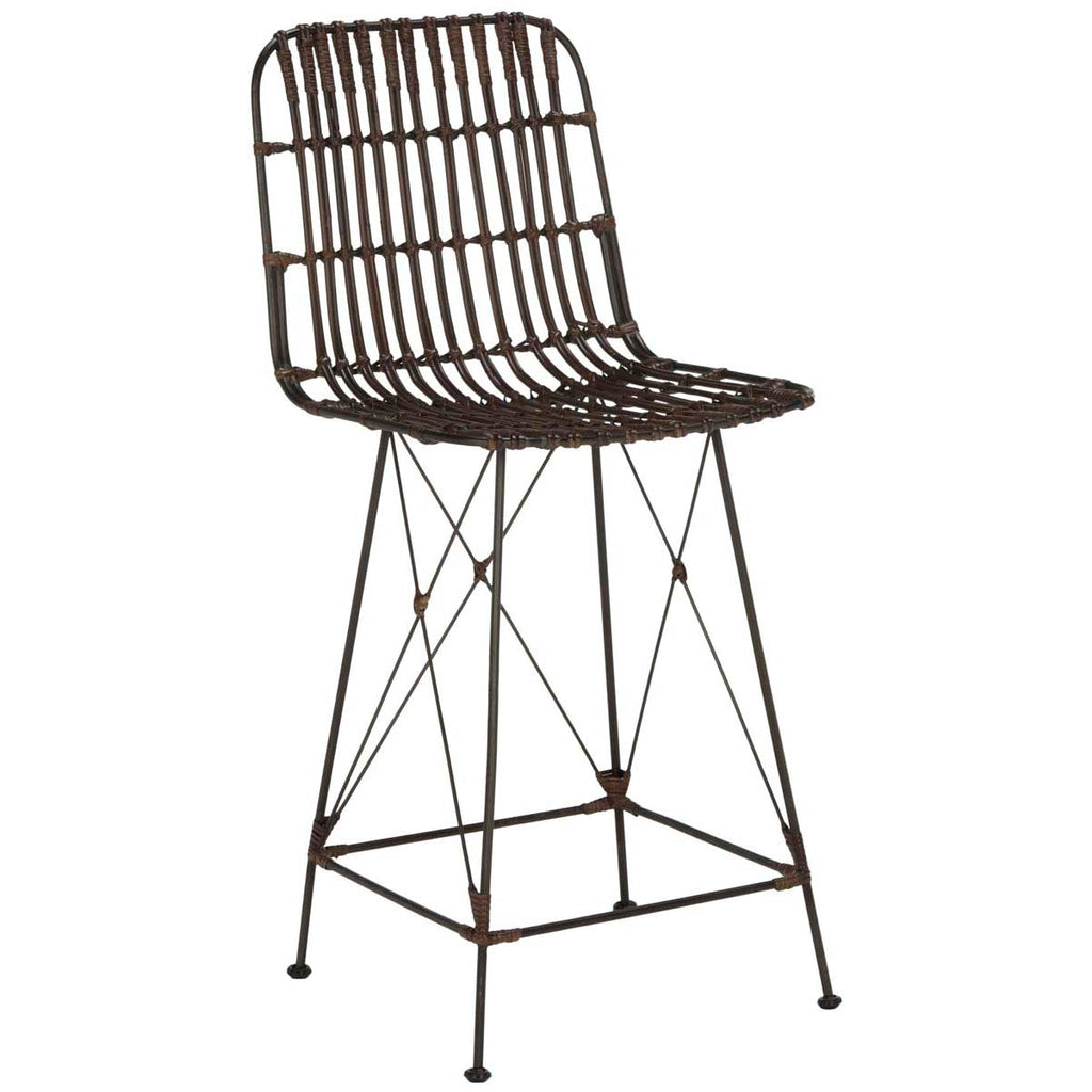 Safavieh Minerva Wicker Counter Stool - Brown /Black (Set Of 2)