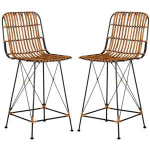 Minerva Wicker Counter Stool (Set Of 2) | Safavieh - WIK6509