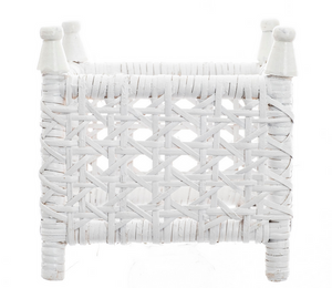 White Cane Wicker Box Planter