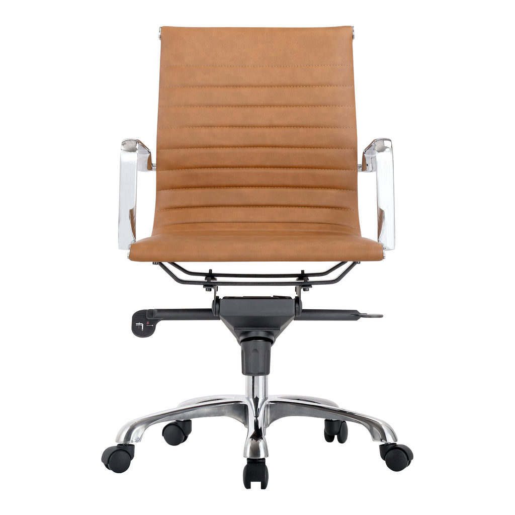 Studio Swivel Office Chair Low Back Tan Vegan Leather | Moe's Furniture - ZM-1002-40