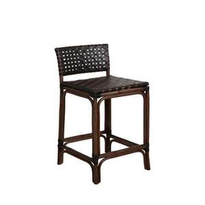 Dylan Leather Natural Rattan Counter Stool - Dark Brown | Gabriella White - SCH-160140