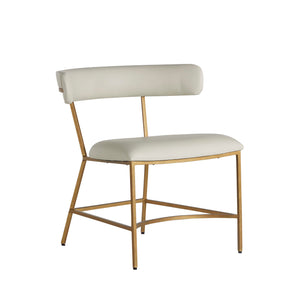Matlock Metal Faux Leather Dining Chair - White Antique Gold | Gabriella White - SCH-167085