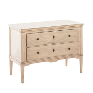Linnea Oak Wood Storage Nightstand - 2 Drawers, Brushed Blonde Natural | Gabriella White - SCH-170490