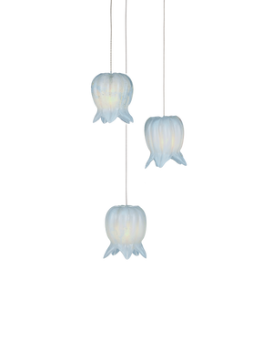 Polpo Blue 3-Light Round Multi-Drop Pendant | Currey & Co - 9000-1412