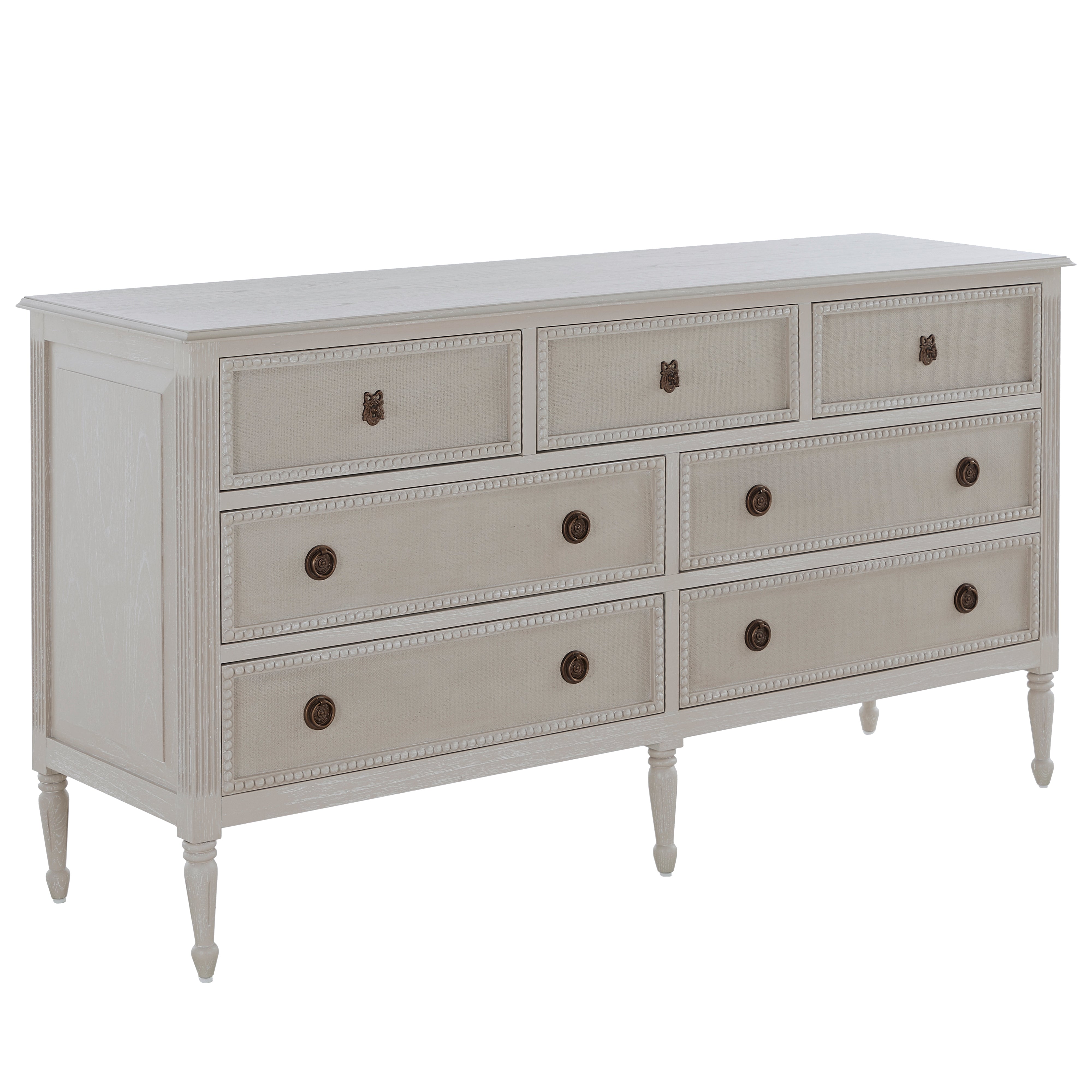 linen white dresser Maris 48" Dresser Designer White Faux Belgian Linen
