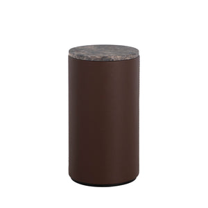 Washoe Leather Circle Pedestal Drink Table | Gabriella White - SCH-175939