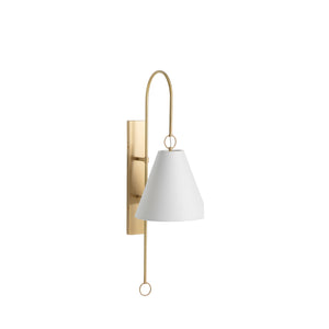 Anniston Alabaster Brass White Linen Wall Sconce | Gabriella White - SCH-175054