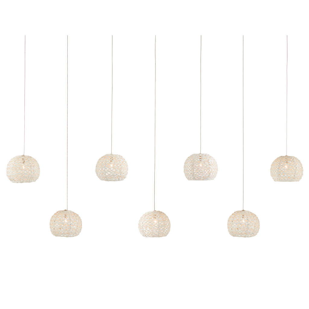 Currey & Company Piero White 7-Light Rectangular Multi-Drop Pendant