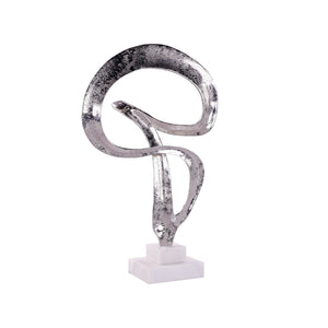 Winding Flourish Sculpture on Marble Base, Nickel | John-Richard - JRA-15263