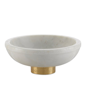 Currey & Co Valor Large White Marble Bowl | 1200-0170