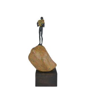 Man on Rock Medium Bronze | Currey & Co - 1200-0910