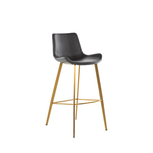 Hines Faux Leather Stainless Steel Counter Stool - Charcoal Brown Gold | Gabriella White - SCH-192330