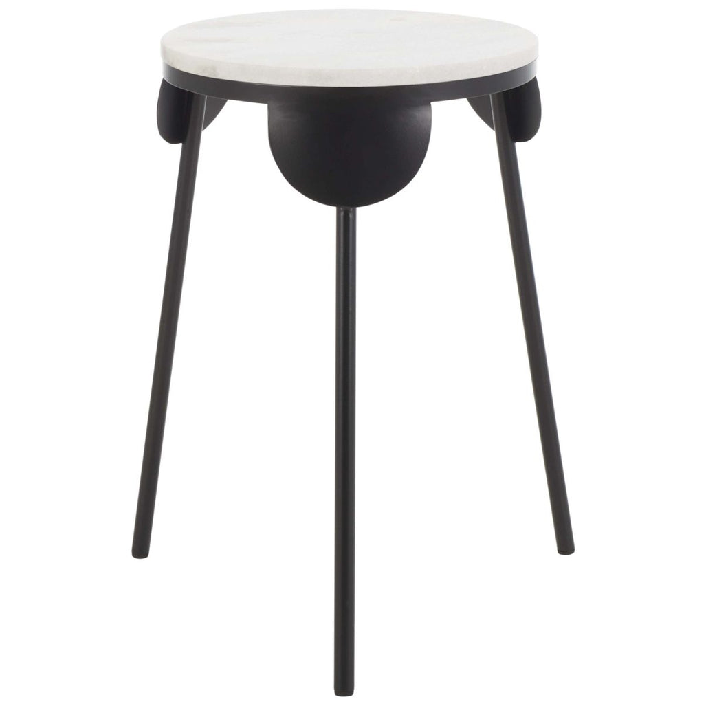 Safavieh Everbrooke Round Accent Table, White Marble / Black