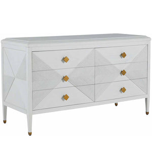Julia Mindi Wood Storage Dresser - 6 Drawers, Alabaster White | Gabriella White - SCH-168230
