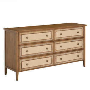 Grand Bermuda Sungkai Wood Dresser - 6 Drawers, Sandbar | Gabriella White - SCH-176042