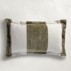 Wide Stripe Chenille Indoor Lumbar Pillow | Gabriella White - SCH-G105-202106