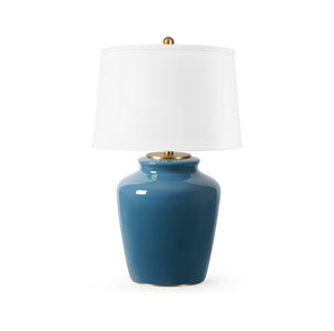 Aksel Lamp with Shade 17-inch White Linen, with Gold | Villa & House - AKS-800